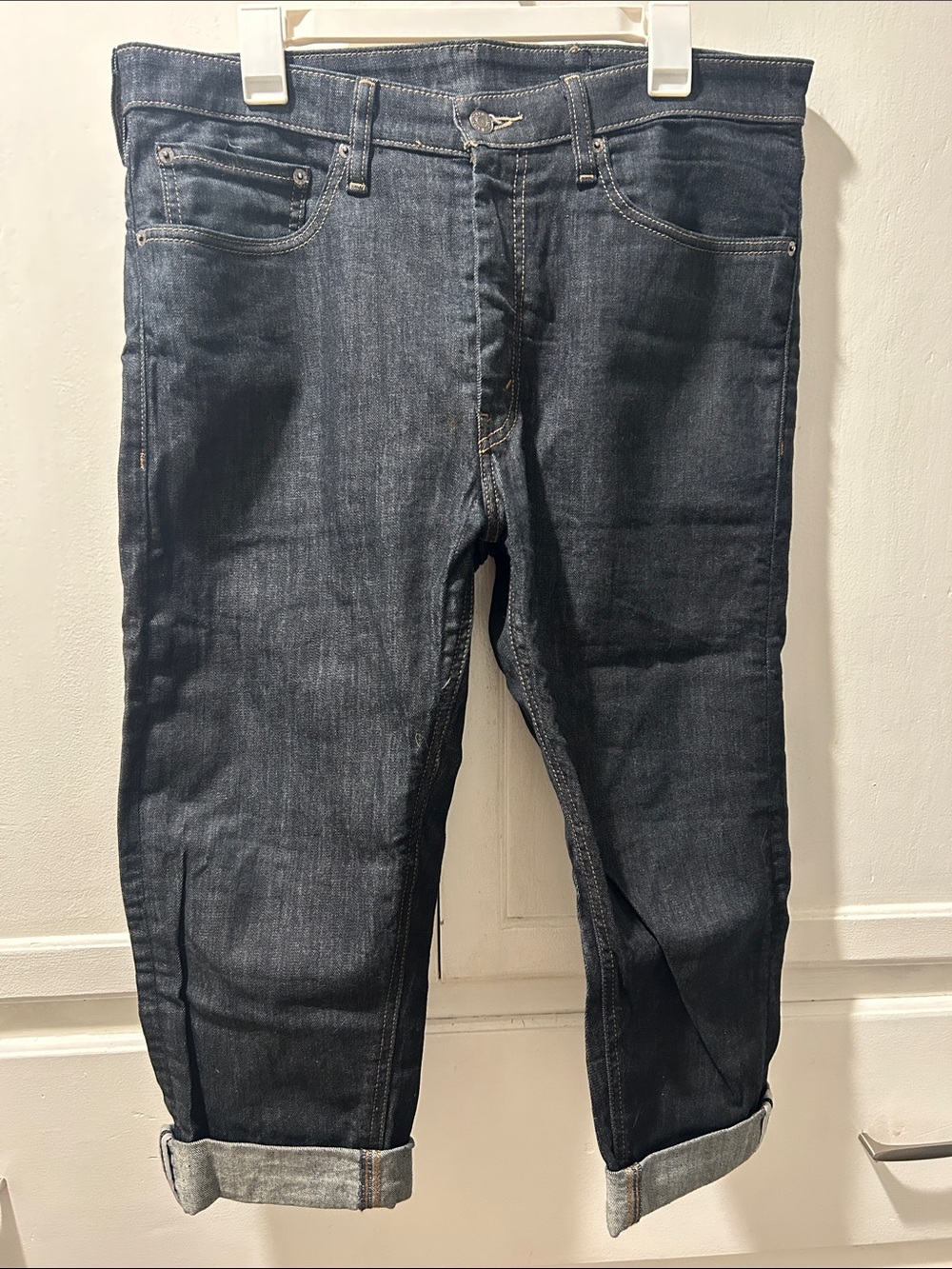 Levi's 505 Straight Cropped Men's Jeans in Dark Blue Denim